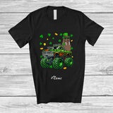 MacnyStore - Personalized Custom Name Walrus On Monster Truck; Joyful St. Patrick's Day Shamrock Sea Animal T-Shirt