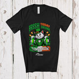 MacnyStore - Personalized Custom Name Irish Today Drunk Tomorrow; Humorous St. Patrick's Day Cat Drinking T-Shirt