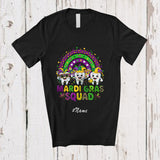 MacnyStore - Personalized Custom Name Mardi Gras Squad; Lovely Beads Rainbow Three Teeth; Dental Dentist T-Shirt