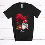 MacnyStore - Personalized Custom Name Couple Maltese With Hearts Tree; Lovely Valentine Heart Flowers T-Shirt