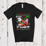 MacnyStore - Personalized Custom Name Merry Pitmas; Lovely Christmas Sweater Pit Bull On Pickup Truck T-Shirt