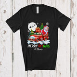 MacnyStore - Personalized Custom Name Merry Pitmas; Lovely Christmas Pit Bull On Pickup Truck; Family T-Shirt
