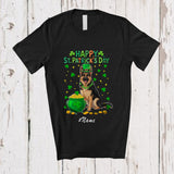 MacnyStore - Personalized Custom Name Happy St. Patrick's Day; Adorable Shamrock German Shepherd Owner T-Shirt