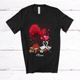 MacnyStore - Personalized Custom Name Couple Goose With Hearts Tree; Lovely Valentine Farmer Flowers T-Shirt