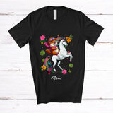 MacnyStore - Personalized Custom Name Hawaiian Groundhog Riding Unicorn; Lovely Flowers Floral T-Shirt