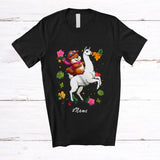 MacnyStore - Personalized Custom Name Hawaiian Groundhog Riding Llama; Lovely Flowers Floral Wild Animal T-Shirt