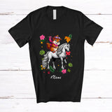 MacnyStore - Personalized Custom Name Hawaiian Groundhog Riding Horse; Lovely Flowers Floral Farmer T-Shirt