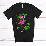 MacnyStore - Personalized Custom Name Groundhog Riding Flamingo; Joyful St. Patrick's Day Shamrock Animal T-Shirt
