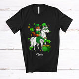 MacnyStore - Personalized Custom Name Groundhog Riding Horse; Joyful St. Patrick's Day Shamrock Farmer T-Shirt