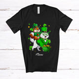MacnyStore - Personalized Custom Name Groundhog Riding Cat; Joyful St. Patrick's Day Shamrock Cat Wild Animal T-Shirt