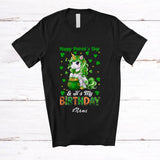 MacnyStore - Personalized Custom Name Happy Patrick's Day It's My Birthday; Lovely Green Unicorn Shamrock T-Shirt