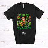 MacnyStore - Personalized Custom Name Happy St. Patrick's Day; Joyful Leprechaun Guitar Guitarist Drinking T-Shirt