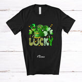 MacnyStore - Personalized Custom Name Lucky; Awesome St. Patrick's Day Leopard Hearts Shamrock; Irish Family T-Shirt