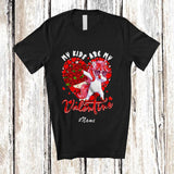 MacnyStore - Personalized Custom Name My Kids Are Valentine; Lovely Dabbing Unicorn; Hearts Shape Family T-Shirt