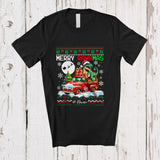 MacnyStore - Personalized Custom Name Merry Rawrmas; Lovely Christmas Sweater T-Rex On Pickup Truck T-Shirt