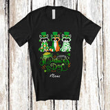 MacnyStore - Personalized Custom Name Happy St. Patrick's Day; Humorous Three Ireland Flag Raccoon Shamrock T-Shirt