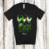 MacnyStore - Personalized Custom Name Happy St. Patrick's Day; Humorous Three Ireland Flag Chicken Farmer T-Shirt