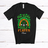 MacnyStore - Personalized Custom Name One Lucky Golf Player; Joyful St. Patrick's Day Sport Rainbow T-Shirt