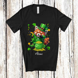 MacnyStore - Personalized Custom Name Dabbing Red Panda With Horseshoe; Joyful St. Patrick's Day Wild Animal T-Shirt
