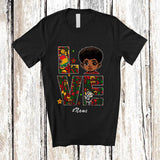 MacnyStore - Personalized Custom Name LOVE; Amazing Black History Month Afro Boy Strong; African Family T-Shirt
