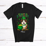 MacnyStore - Personalized Custom Name Happy St. Patrick's Day; Adorable Irish Shamrocks Guinea Pig; Wild Animal T-Shirt