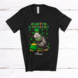 MacnyStore - Personalized Custom Name Happy St. Patrick's Day; Adorable Irish Shamrocks Opossum; Wild Animal T-Shirt