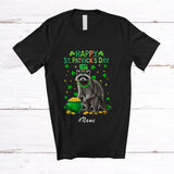 MacnyStore - Personalized Custom Name Happy St. Patrick's Day; Adorable Irish Shamrocks Raccoon; Wild Animal T-Shirt