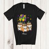 MacnyStore - Personalized Custom Name Three Mardi Gras Hamsters; Lovely Mardi Gras Mask Hamsters Parades T-Shirt