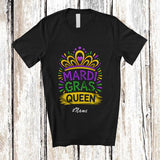 MacnyStore - Personalized Custom Name Mardi Gras Queen; Humorous Mardi Gras Party Beads; Girls Women Parades T-Shirt
