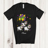 MacnyStore - Personalized Custom Name Three Mardi Gras Sheep; Lovely Mardi Gras Mask Sheep Farmer Parades T-Shirt