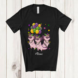 MacnyStore - Personalized Custom Name Three Mardi Gras Axolotls; Lovely Mardi Gras Mask Axolotls Parades T-Shirt