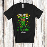 MacnyStore - Personalized Custom Name Not Luck It's Skill; Amusing St. Patrick's Day Baseball Playing Player T-Shirt