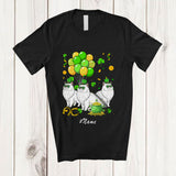 MacnyStore - Personalized Custom Name Three Lucky Irish Cats; Lovely St. Patrick's Day Shamrock Cats T-Shirt