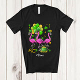 MacnyStore - Personalized Custom Name Three Lucky Irish Flamingos; Lovely St. Patrick's Day Shamrock Flamingos T-Shirt
