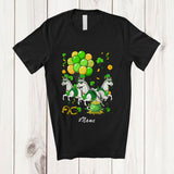 MacnyStore - Personalized Custom Name Three Lucky Irish Horses; Lovely St. Patrick's Day Shamrock Farmer T-Shirt