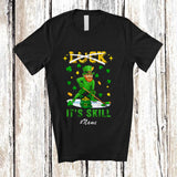 MacnyStore - Personalized Custom Name Not Luck It's Skill; Amusing St. Patrick's Day Ice Hockey Playing Player T-Shirt