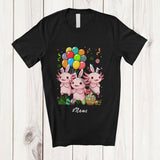 MacnyStore - Personalized Custom Name Three Bunny Axolotls; Adorable Easter Day Axolotls Hunting Eggs Lover T-Shirt