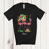 MacnyStore - Personalized Custom Name Three Bunny Flamingos; Adorable Easter Flamingos Hunting Eggs Lover T-Shirt