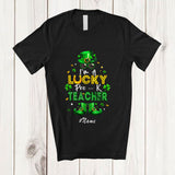 MacnyStore - Personalized Custom Name Lucky Pre-K Teacher; Humorous St. Patrick's Day Irish Shamrock T-Shirt