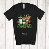 MacnyStore - Personalized Custom Name Happy St. Patrick's Day; Adorable Three Cat Owner Lover Shamrock T-Shirt