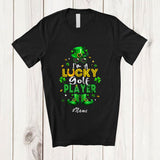 MacnyStore - Personalized Custom Name Lucky Golf Player; Humorous St. Patrick's Day Player; Irish Shamrock T-Shirt