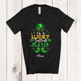 MacnyStore - Personalized Custom Name Lucky Softball Player; Humorous St. Patrick's Day Player; Irish Shamrock T-Shirt