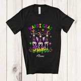 MacnyStore - Personalized Custom Name Mardi Gras Heifer; Humorous Three Mardi Gras Cow Beads; Farm Farmer T-Shirt