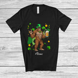MacnyStore - Personalized Custom Name Bigfoot Drinking Beer; Cheerful St. Patrick's Day New Orleans; Shamrock T-Shirt
