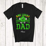 MacnyStore - Personalized Custom Name One Lucky Dad; Amusing St. Patrick's Day Shamrock Irish Family T-Shirt