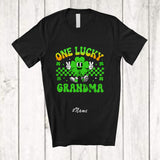 MacnyStore - Personalized Custom Name One Lucky Grandma; Amusing St. Patrick's Day Shamrock Irish Family T-Shirt