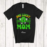 MacnyStore - Personalized Custom Name One Lucky Mom; Amusing St. Patrick's Day Shamrock Irish Family T-Shirt