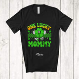 MacnyStore - Personalized Custom Name One Lucky Mommy; Amusing St. Patrick's Day Shamrock Irish Family T-Shirt