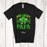 MacnyStore - Personalized Custom Name One Lucky Papa; Amusing St. Patrick's Day Shamrock Irish Family T-Shirt