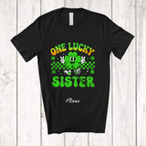 MacnyStore - Personalized Custom Name One Lucky Sister; Amusing St. Patrick's Day Shamrock Irish Family T-Shirt